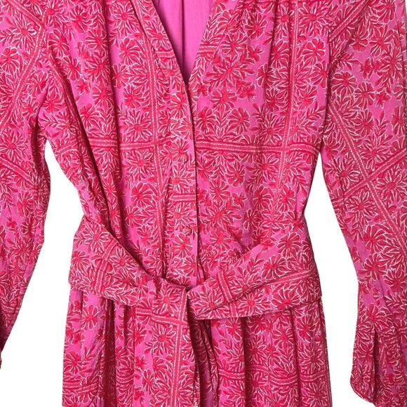 Vineyard Vines Sand Scarf Print Dress Long Sleeve Boho Pink Sz S - Picture 4 of 12